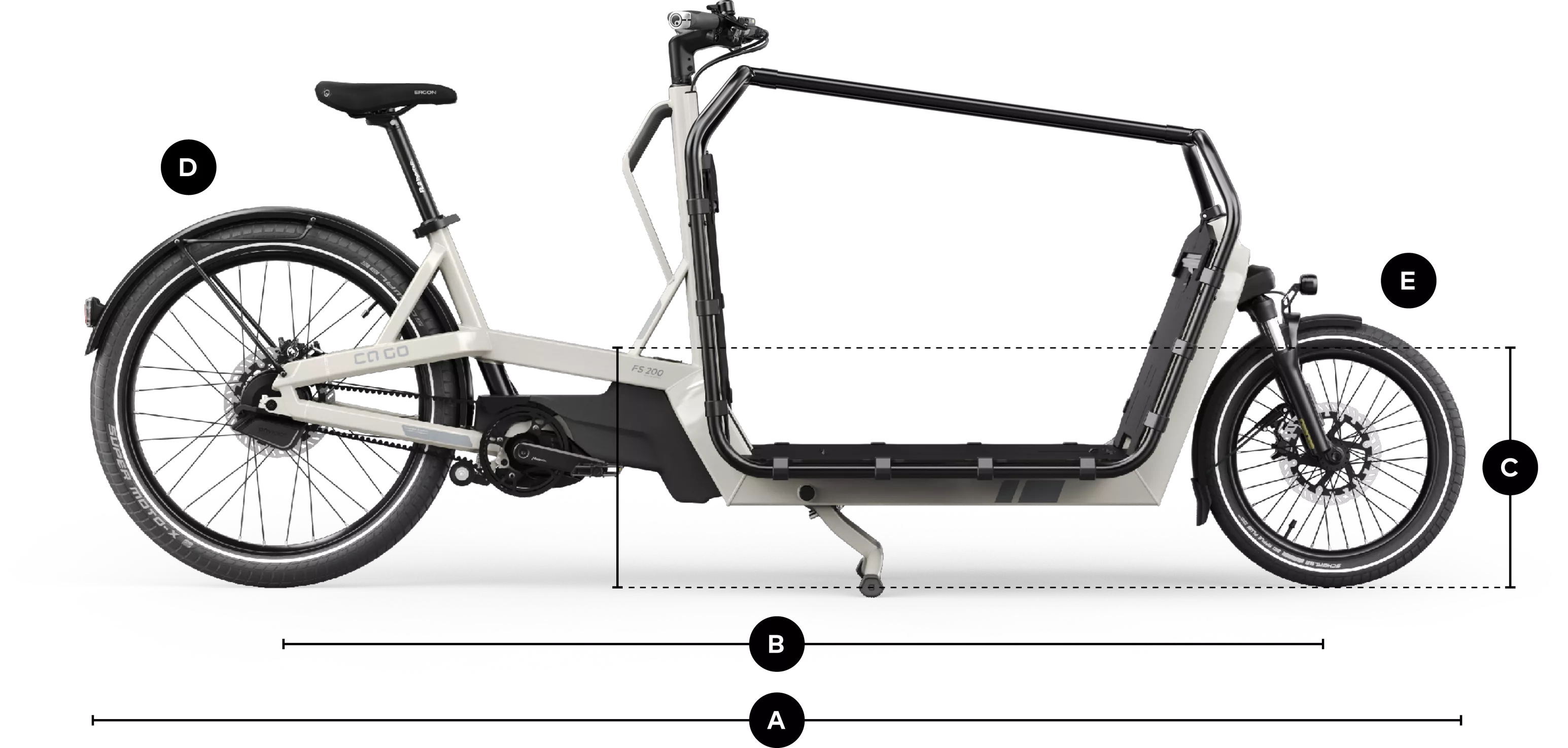 Ca Go Bike, FS200 Vario E-Lastenrad 2023 -Fahrräder Geschaft fs200vario technische daten render laenge l