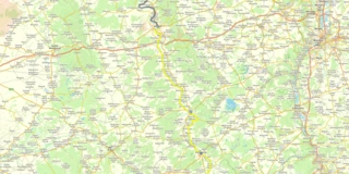 Verlauf der 1. Etappe der Eurovelo 19-Route von Commercy nach Verdun auf einer Karte eingezeichnet