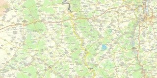 Verlauf der 1. Etappe der Eurovelo 19-Route von Commercy nach Verdun auf einer Karte eingezeichnet
