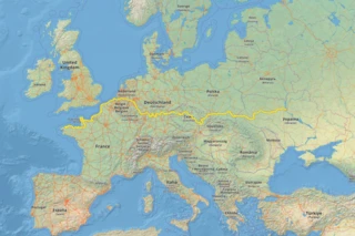 Streckenverlauf des Eurovelo 4 durch Europa.