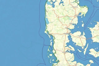 Streckenverlauf des Eurovelo 12 in Dänemark auf einer Karte eingezeichnet