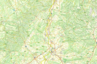 Verlauf des Eurovelo 17 von Valence bis Avignon auf einer Karte eingezeichnet