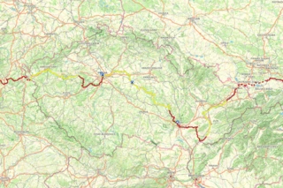 Streckenverlauf des Eurovelo 4 durch Tschechien.