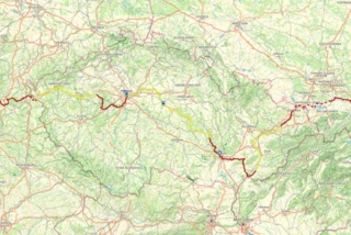 Streckenverlauf des Eurovelo 4 durch Tschechien.