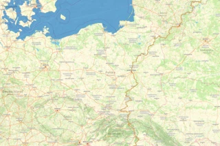 Streckenverlauf des Eurovelo 11 durch Polen auf einer Karte eingezeichnet