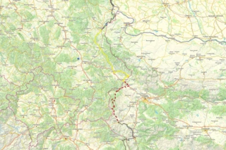 Verlauf des Eurovelo 13 in Serbien und Bulgarien auf einer Karte eingezeichnet