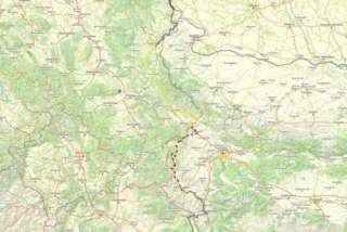 Verlauf des Eurovelo 13 in Serbien und Bulgarien auf einer Karte eingezeichnet