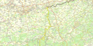 Verlauf der 3. Etappe der Eurovelo 19-Route von Vieux Revin nach Namur auf einer Karte eingezeichnet
