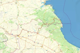 Verlauf des Eurovelo 13 in Bulgarien und der Türkei auf einer Karte eingezeichnet
