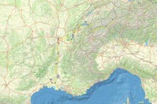 Verlauf des Eurovelo 17 auf einer Karte eingezeichnet