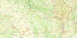 Verlauf der 2. Etappe der Eurovelo 19-Route von Verdun nach Charleville-Mézières auf einer Karte eingezeichnet