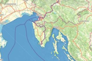 Streckenverlauf des Eurovelo 9 in Kroatien auf einer Karte eingezeichnet