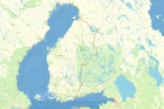 Streckenverlauf des Eurovelo 11 durch Finnland auf einer Karte eingezeichnet