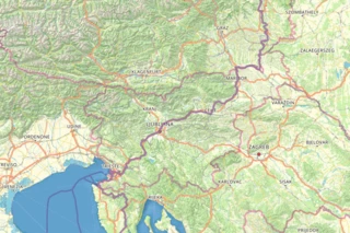 Streckenverlauf des Eurovelo 9 in Slovenien auf einer Karte eingezeichnet