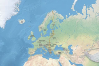 Streckenverlauf des Eurovelo 11 auf einer Karte eingezeichnet