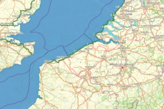 Streckenverlauf des Eurovelo 12 in Belgien und Frankreich auf einer Karte eingezeichnet