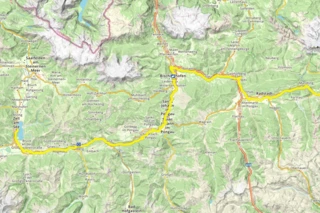 Verlauf des Eurovelo 14 von Zell am See bis Radstadt auf einer Karte eingezeichnet
