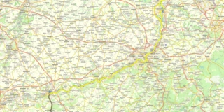 Verlauf der 4. Etappe der Eurovelo 19-Route von Namur nach Maastricht auf einer Karte eingezeichnet