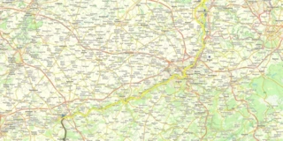 Verlauf der 4. Etappe der Eurovelo 19-Route von Namur nach Maastricht auf einer Karte eingezeichnet