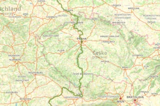 Verlauf des Eurovelo 7 in Tschechien