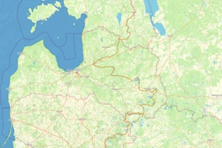 Streckenverlauf des Eurovelo 11 durch Lettland auf einer Karte eingezeichnet