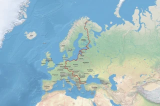Verlauf des Eurovelo 13 auf einer Karte eingezeichnet