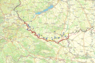 Verlauf des Eurovelo 13 in Ungarn und Kroatien auf einer Karte eingezeichnet