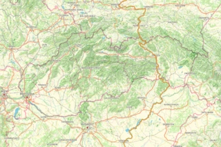 Streckenverlauf des Eurovelo 11 durch die Slowakei auf einer Karte eingezeichnet