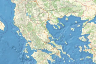 Streckenverlauf des Eurovelo 11 durch Griechenland auf einer Karte eingezeichnet