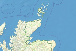 Streckenverlauf des Eurovelo 12 in Schottland auf einer Karte eingezeichnet