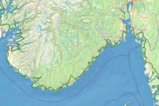 Streckenverlauf des Eurovelo 12 in Norwegen auf einer Karte eingezeichnet