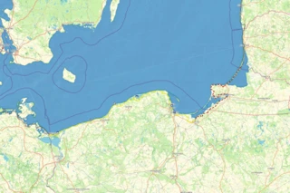 Verlauf des Eurovelo 13 an der Pommerschen Küste auf einer Karte eingezeichnet