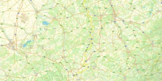 Verlauf der 1. Etappe der Eurovelo 19-Route von Langres nach Commercy auf einer Karte eingezeichnet