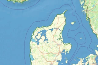 Streckenverlauf des Eurovelo 12 in Dänemark auf einer Karte eingezeichnet